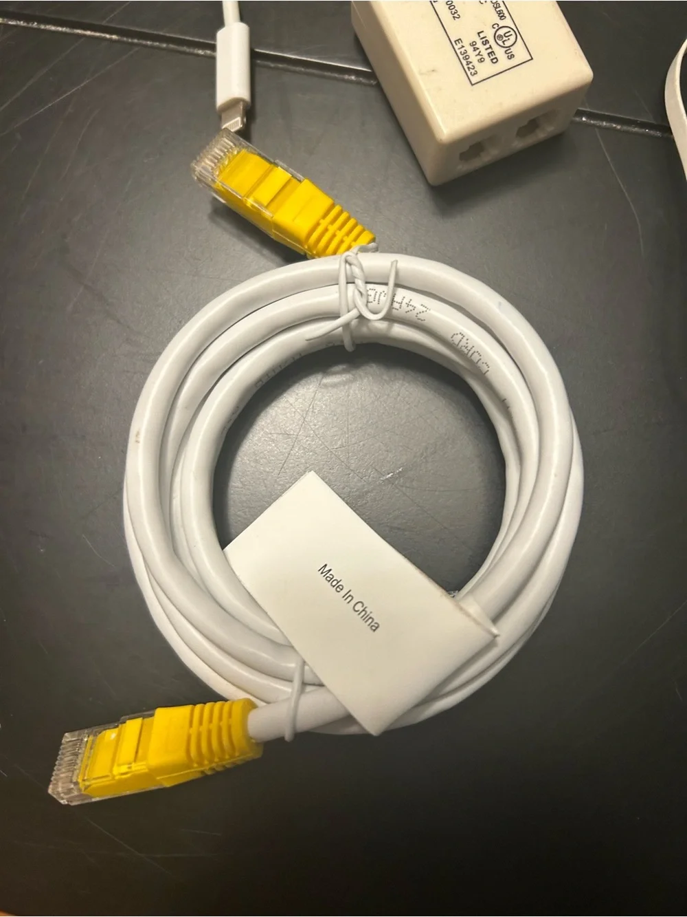 Assorted Green and White Cell Phone Accessory Cables and Adapters and more